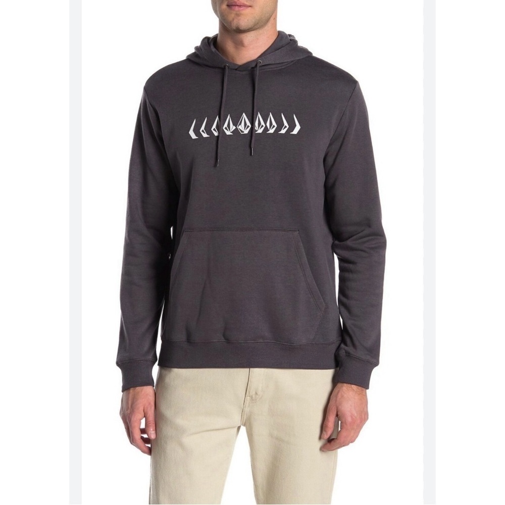 NWOT Volcom men’s round one pullover Logo hoodie dark charcoal grey medium